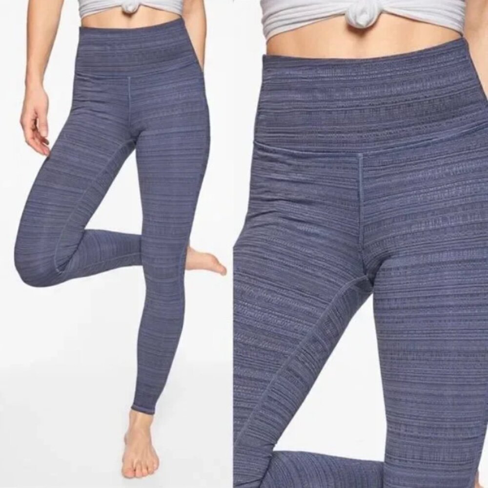 Athleta High Rise Jacquard Chaturanga Tight Leggings Navy XS